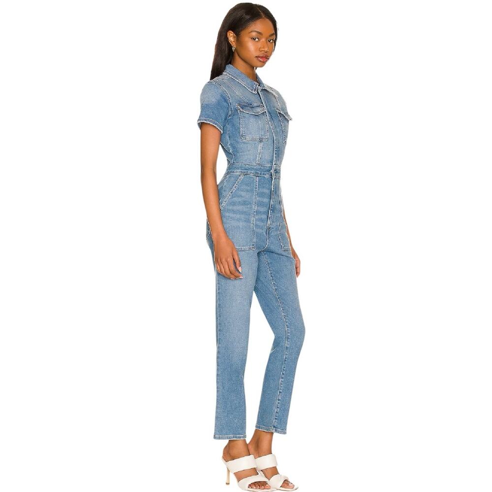 Good American Fit For Success Denim Jumpsuit NWT Medium Utility Chic Blue - Picture 2 of 14